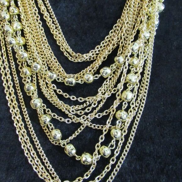 Coro Vtg Gold Tone Beaded Link Multi Strand Necklace 17" New Old Stock NOS NWT - Picture 3 of 10